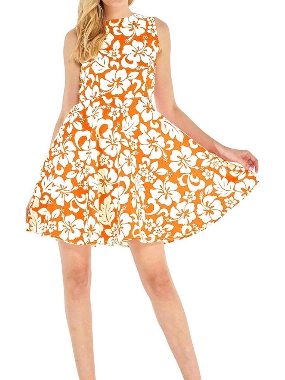 NWT Hawaiian Hangover Orange Floral Vintage Fit-and-Flare Dress, Size 2XL